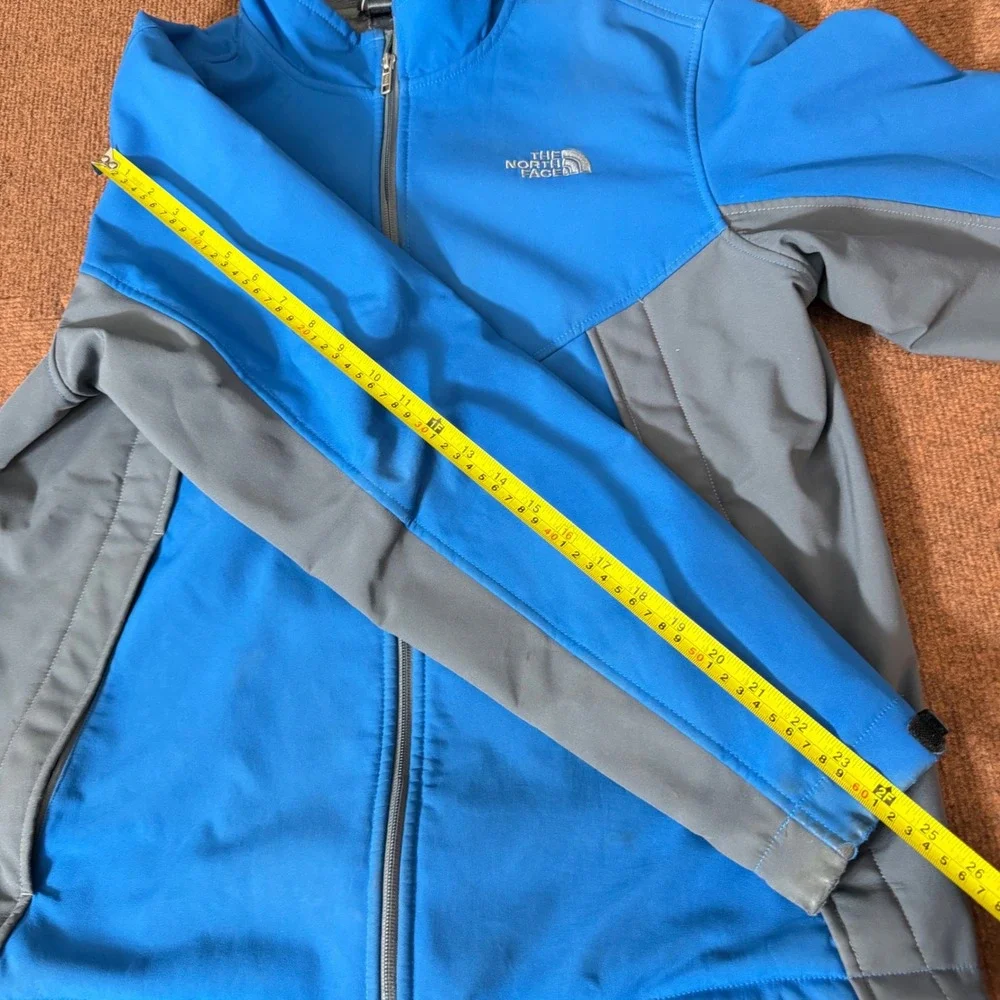 The North Face Mens Apex Bionic Softshell‎ Jacket Blue Grey Large Repair Needed